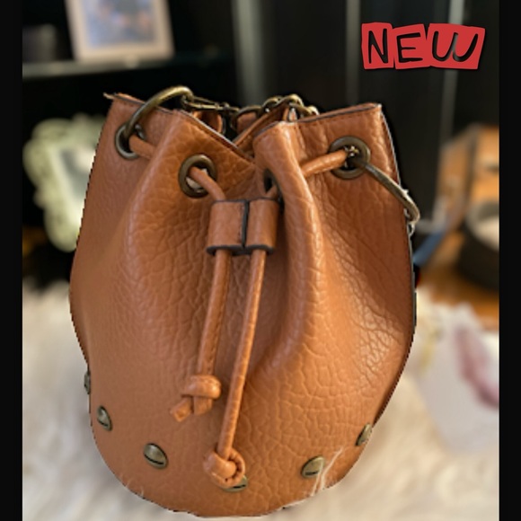 Jessica Simpson Janis Mini BUCKET Bag, Cognac, NWT - Picture 7 of 14